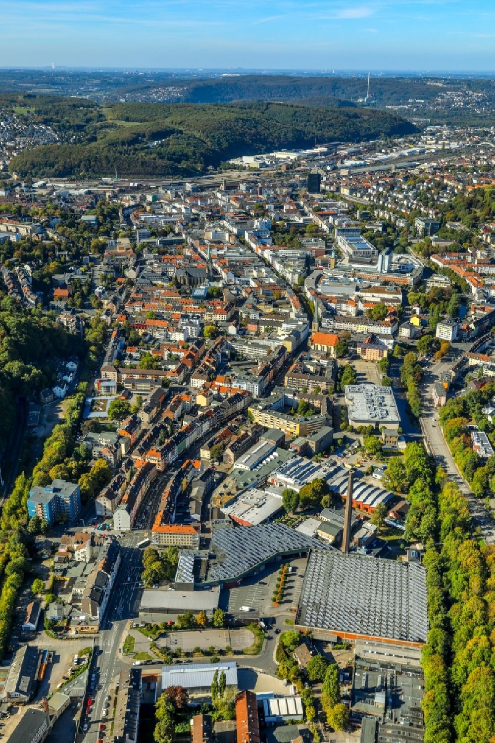 Aerial photograph Hagen - City view of the city area of in Hagen in the state North Rhine-Westphalia, Germany