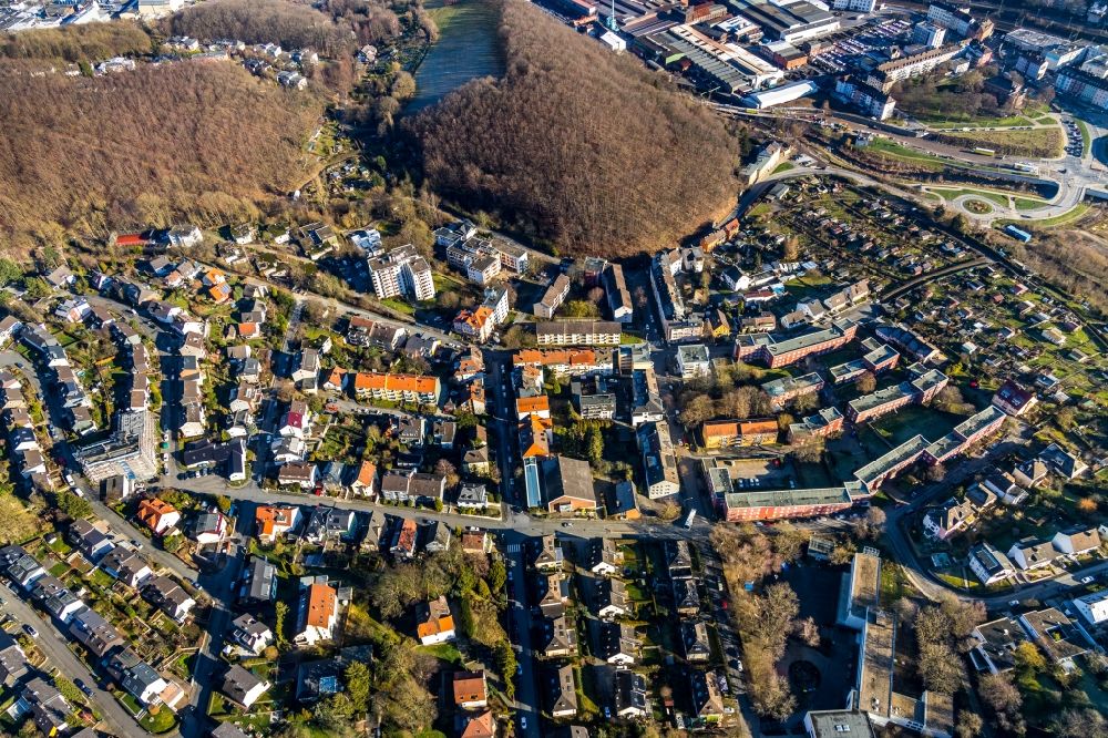 Hagen from the bird's eye view: City view on down town in Hagen in the state North Rhine-Westphalia, Germany