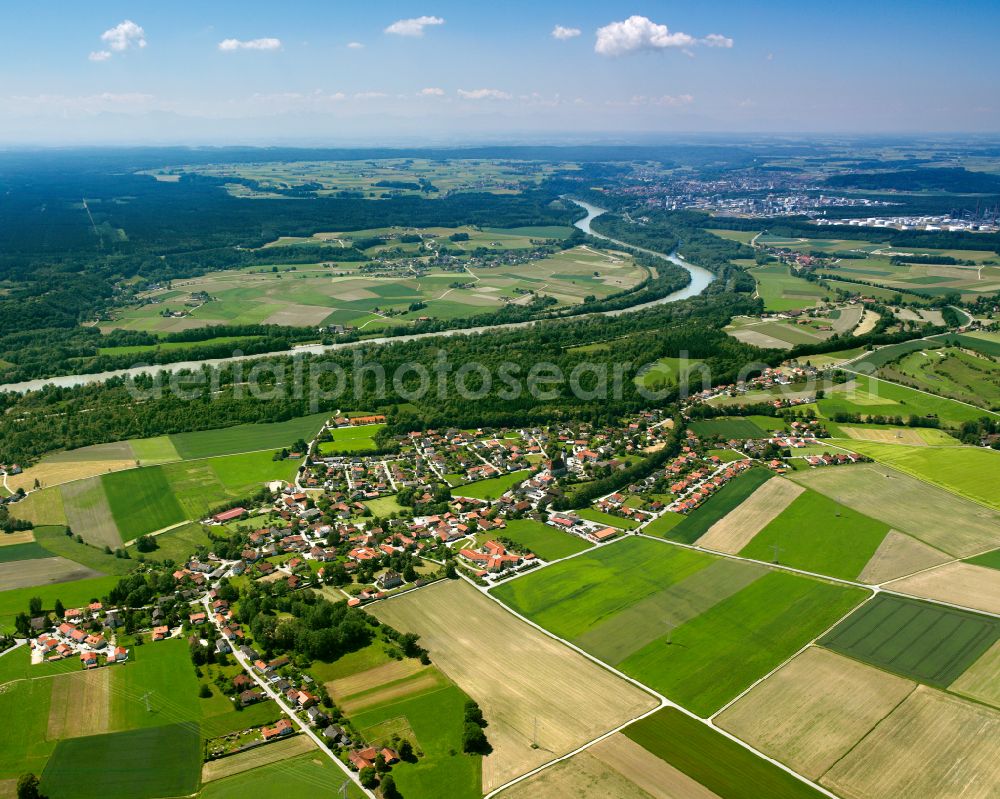 Aerial image Haiming - City view on down town in Haiming in the state Bavaria, Germany