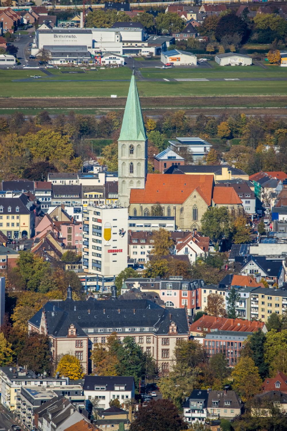 Aerial image Hamm - City view on down town in Hamm at Ruhrgebiet in the state North Rhine-Westphalia, Germany