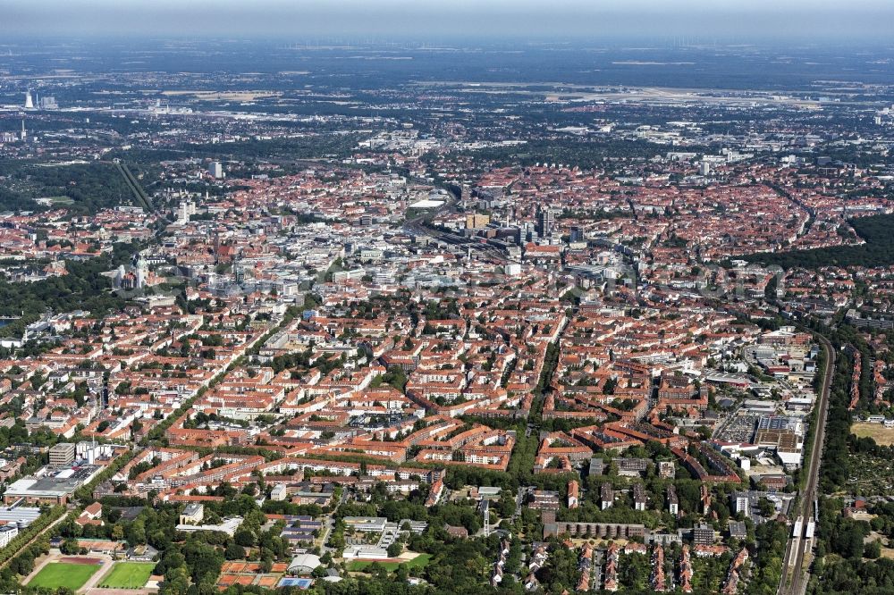 Aerial image Hannover - City view on down town in Hannover in the state Lower Saxony, Germany