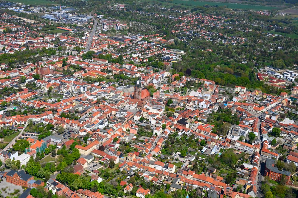 Aerial photograph Stendal - City view on down town in Hansestadt Stendal in the state Saxony-Anhalt, Germany