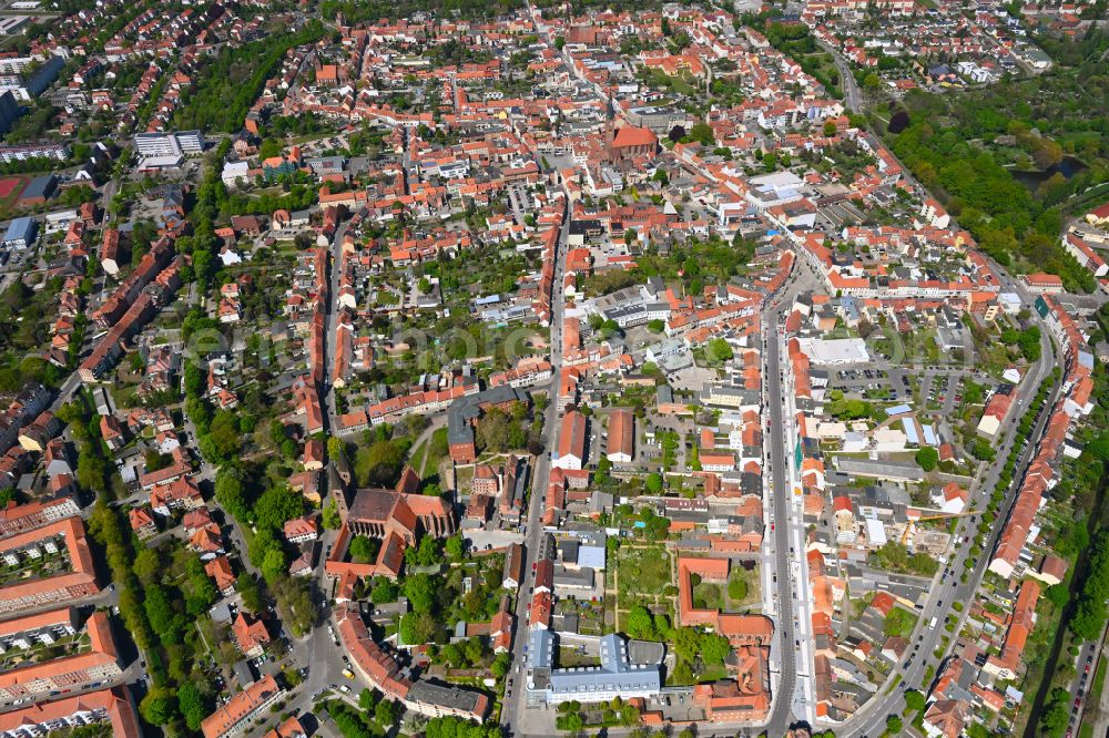 Stendal from the bird's eye view: City view on down town in Hansestadt Stendal in the state Saxony-Anhalt, Germany
