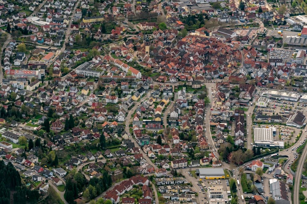 Aerial image Haslach im Kinzigtal - City view of the city area of in Haslach im Kinzigtal in the state Baden-Wurttemberg, Germany