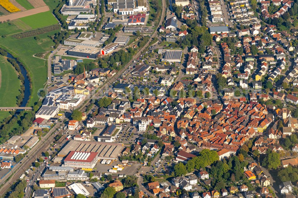 Aerial image Haslach im Kinzigtal - City view of the city area of in Haslach im Kinzigtal in the state Baden-Wuerttemberg, Germany