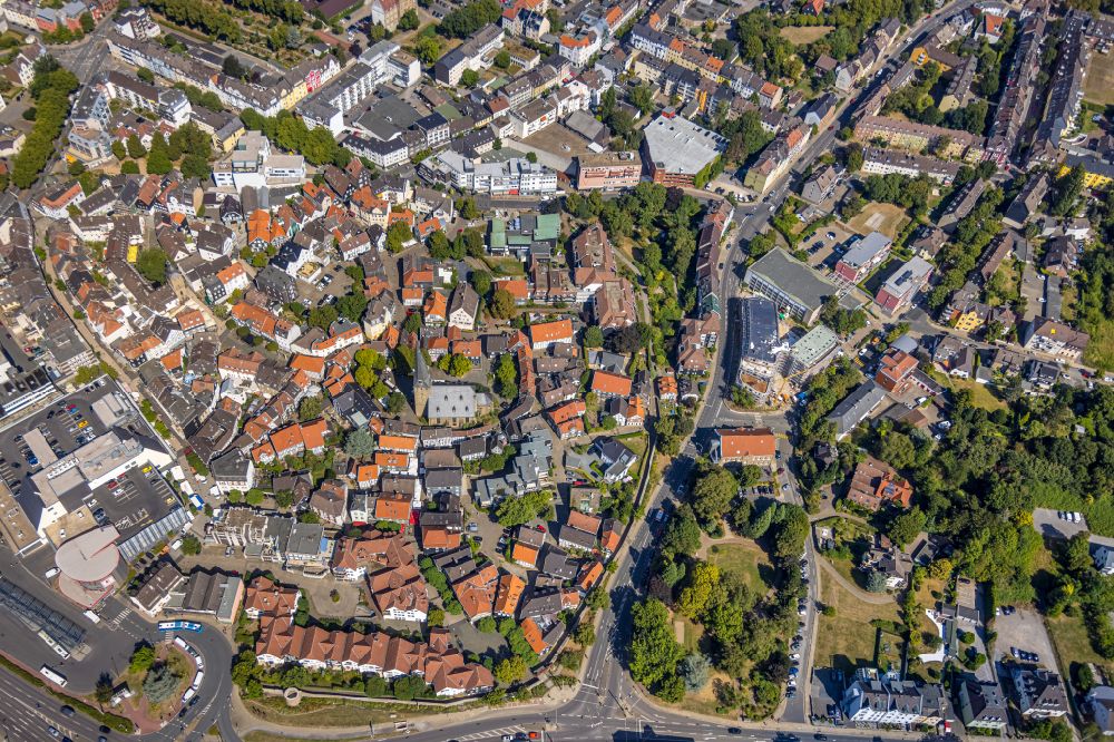 Hattingen from the bird's eye view: City view of the city area of in Hattingen in the state North Rhine-Westphalia, Germany