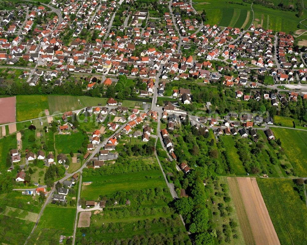 Haubersbronn from the bird's eye view: City view on down town in Haubersbronn in the state Baden-Wuerttemberg, Germany