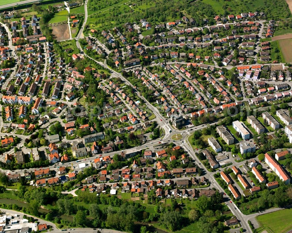 Aerial image Haubersbronn - City view on down town in Haubersbronn in the state Baden-Wuerttemberg, Germany