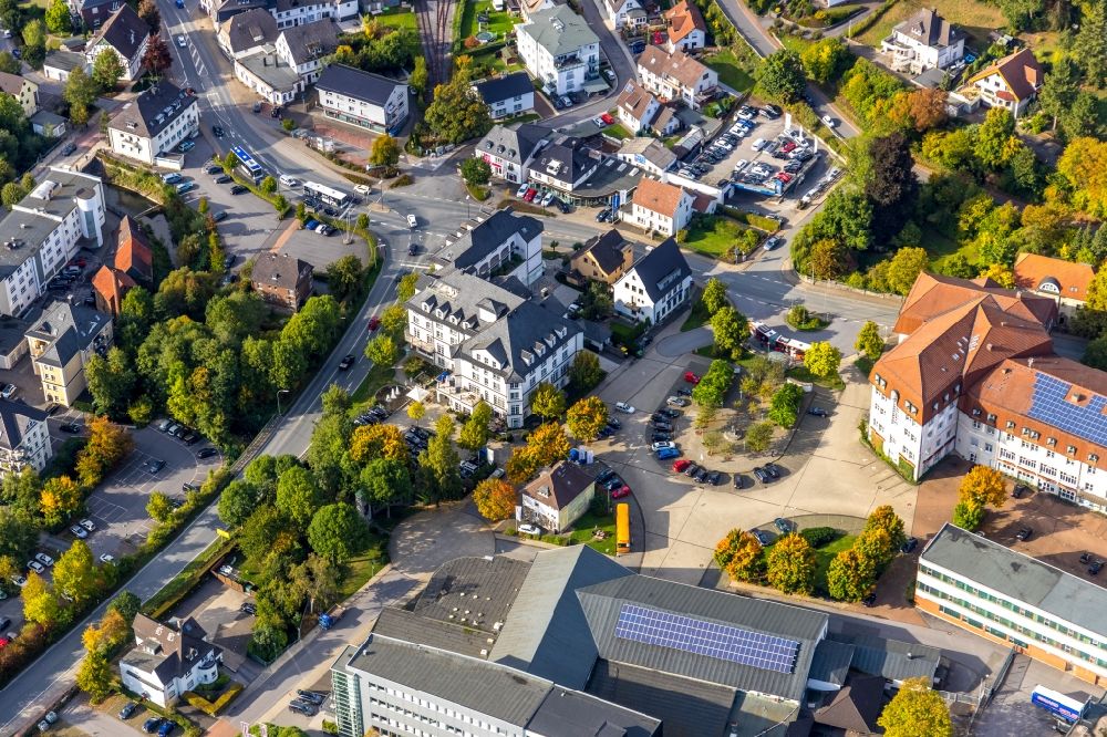 Aerial photograph Sundern (Sauerland) - City view on down town on Hauptstrasse in Sundern (Sauerland) in the state North Rhine-Westphalia, Germany