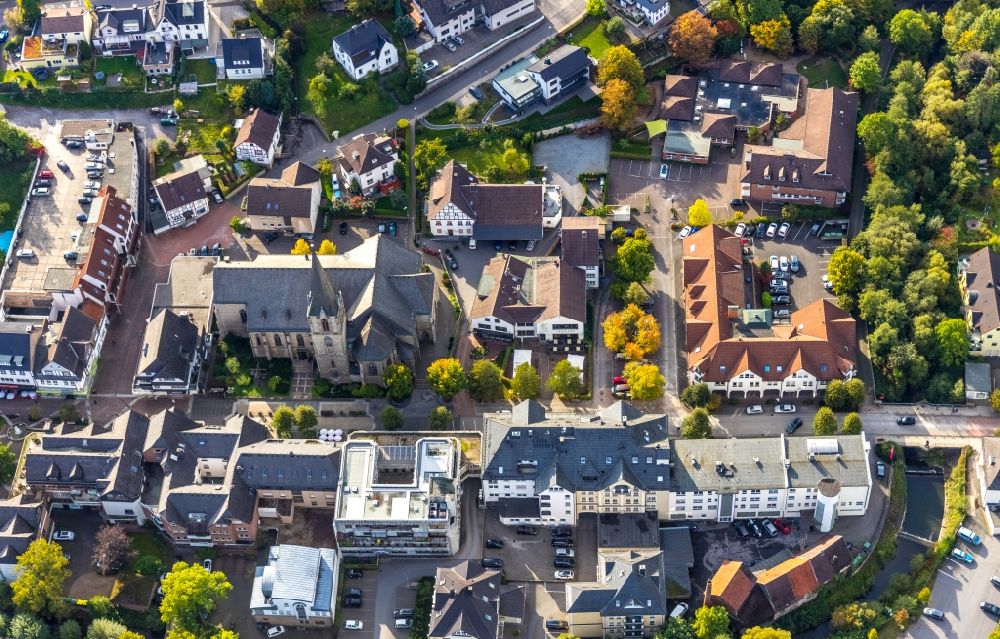 Aerial image Sundern (Sauerland) - City view on down town on Hauptstrasse in Sundern (Sauerland) in the state North Rhine-Westphalia, Germany