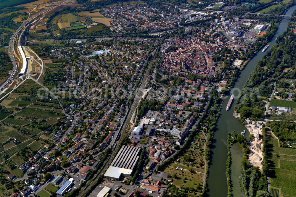 Aerial image Heidingsfeld - City view on down town in Heidingsfeld in the state Bavaria, Germany