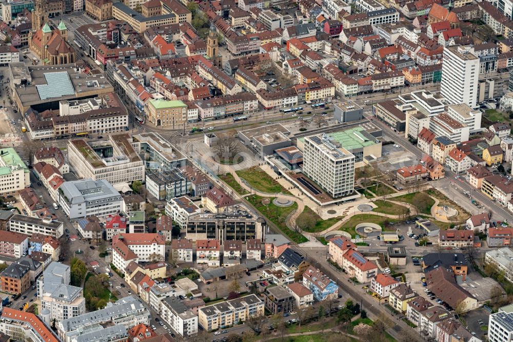 Aerial image Heilbronn - City view on down town in Heilbronn in the state Baden-Wuerttemberg, Germany