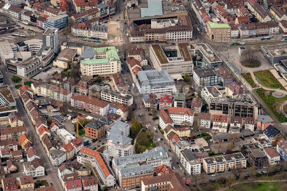 Aerial photograph Heilbronn - City view on down town in Heilbronn in the state Baden-Wuerttemberg, Germany