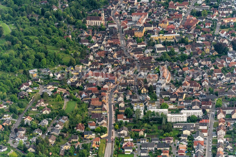 Herbolzheim from the bird's eye view: City view on down town in Herbolzheim in the state Baden-Wuerttemberg, Germany