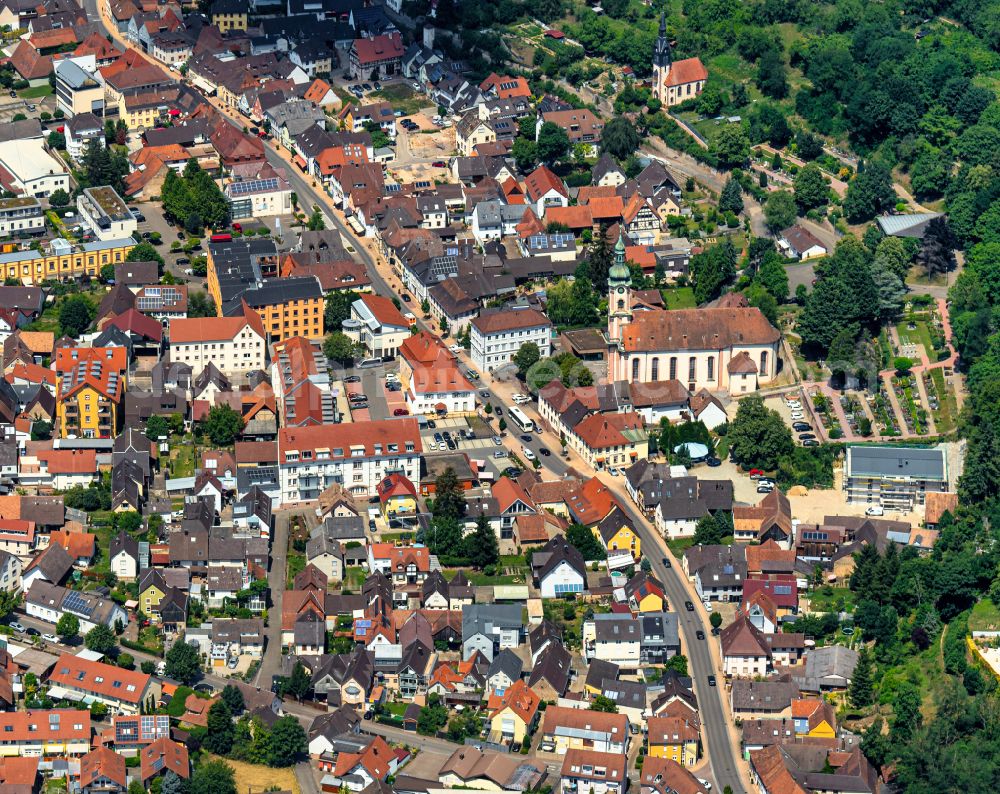 Aerial image Herbolzheim - City view of the city area of in Herbolzheim in the state Baden-Wurttemberg, Germany