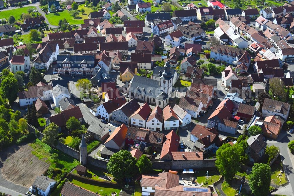 Aerial photograph Herbstein - City view on down town in Herbstein in the state Hesse, Germany