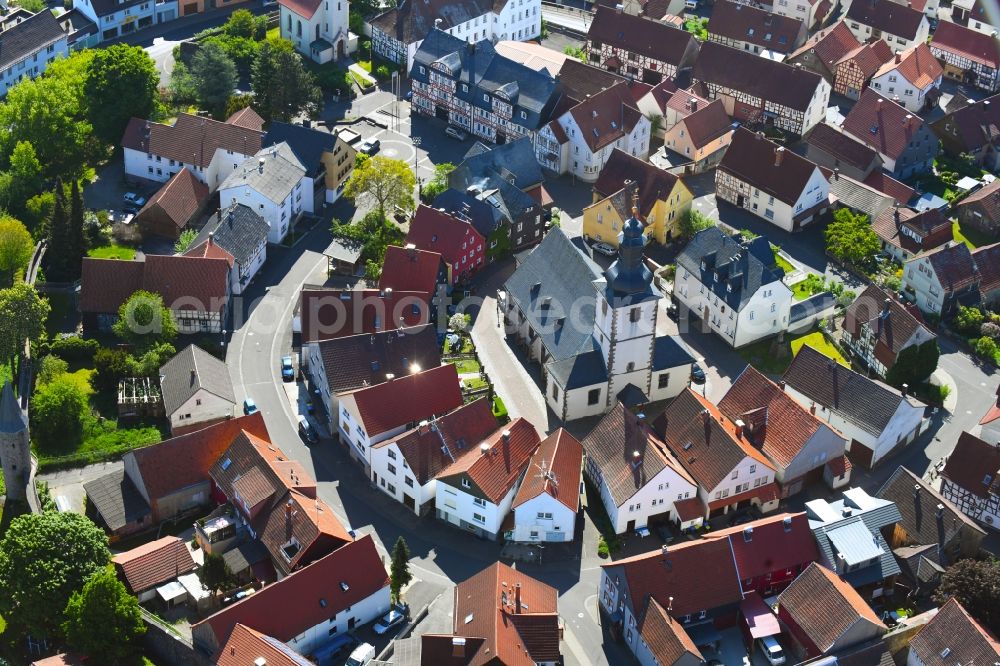 Herbstein from the bird's eye view: City view on down town in Herbstein in the state Hesse, Germany