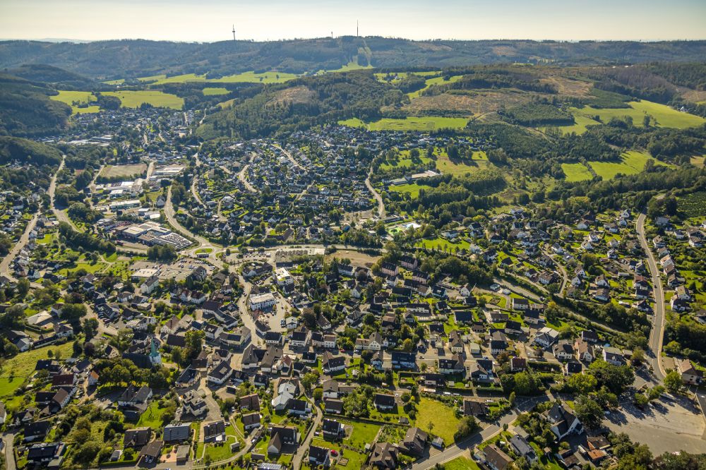 Aerial image Herscheid - City view on down town in Herscheid in the state North Rhine-Westphalia, Germany
