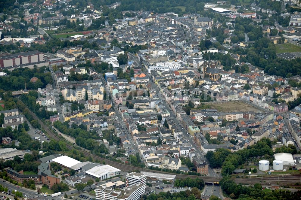 Aerial photograph Hof - City view on down town in Hof in the state Bavaria, Germany
