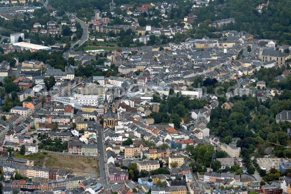 Aerial image Hof - City view on down town in Hof in the state Bavaria, Germany