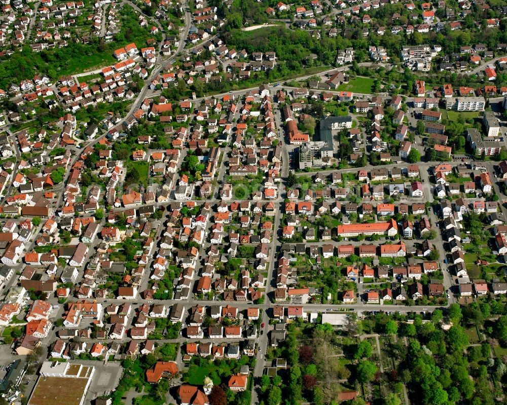 Aerial image Holzheim - City view on down town in Holzheim in the state Baden-Wuerttemberg, Germany