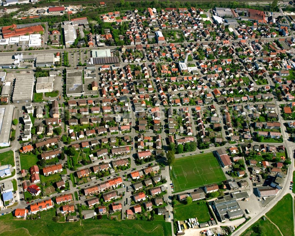 Holzheim from the bird's eye view: City view on down town in Holzheim in the state Baden-Wuerttemberg, Germany