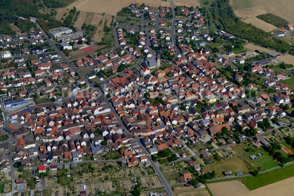 Aerial image Holzkirchhausen - City view on down town in Holzkirchhausen in the state Bavaria, Germany