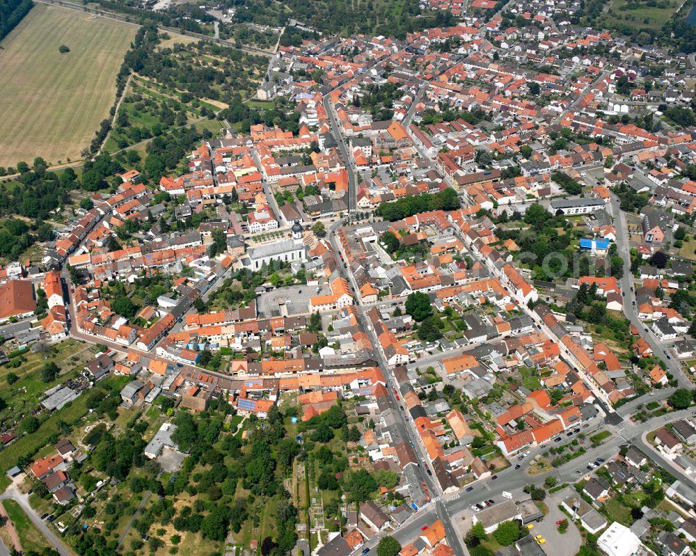Huttenheim from the bird's eye view: City view on down town in Huttenheim in the state Baden-Wuerttemberg, Germany