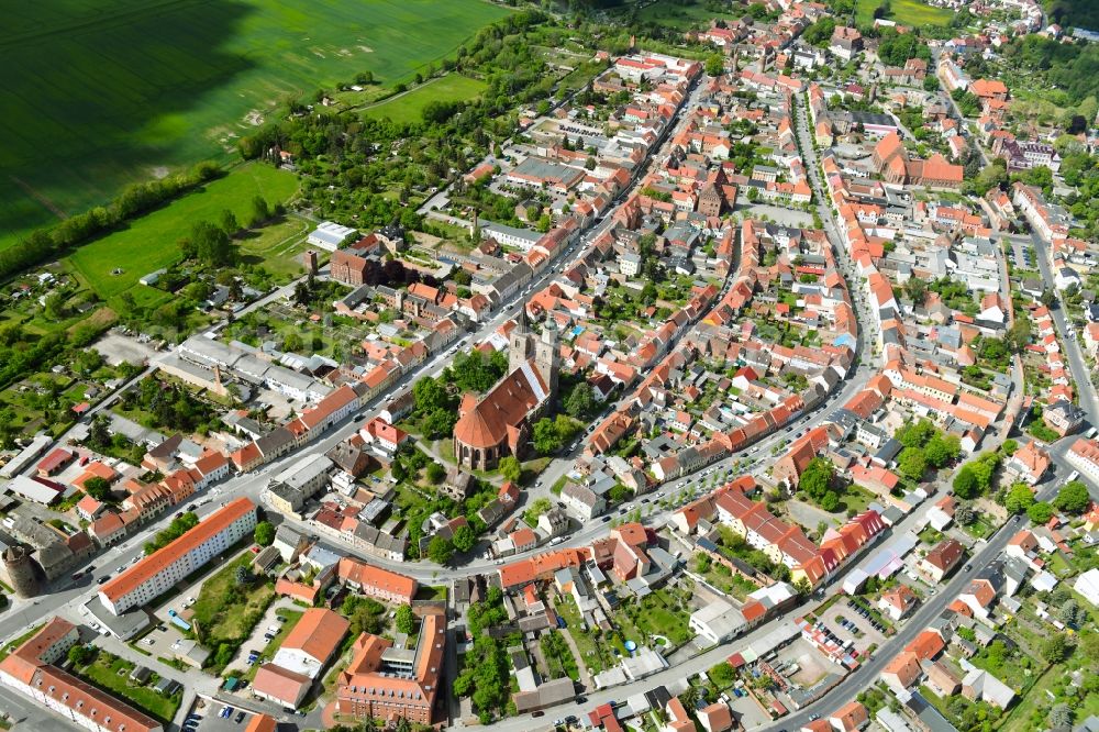 Aerial image Jüterbog - City view on down town in Jueterbog in the state Brandenburg, Germany