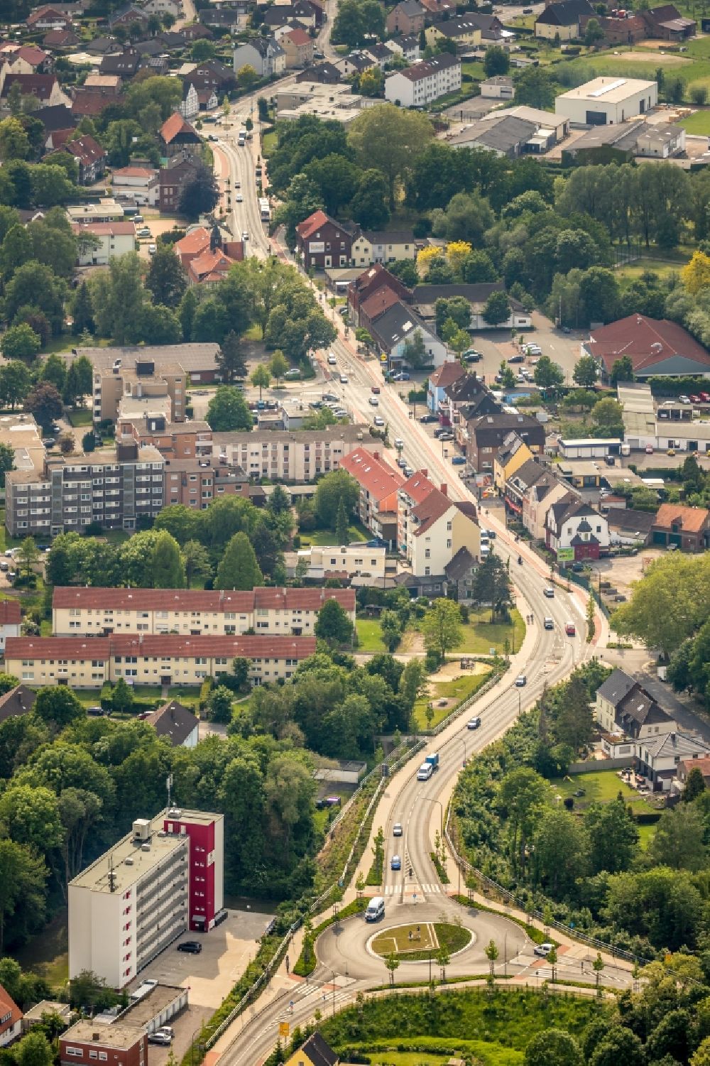 Aerial photograph Hamm - City view on down town Kamener Strasse in Hamm in the state North Rhine-Westphalia, Germany