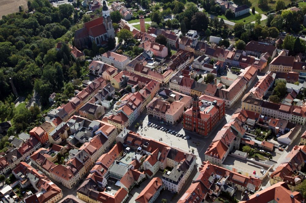 Kamenz from the bird's eye view: City view on down town in Kamenz in the state Saxony, Germany