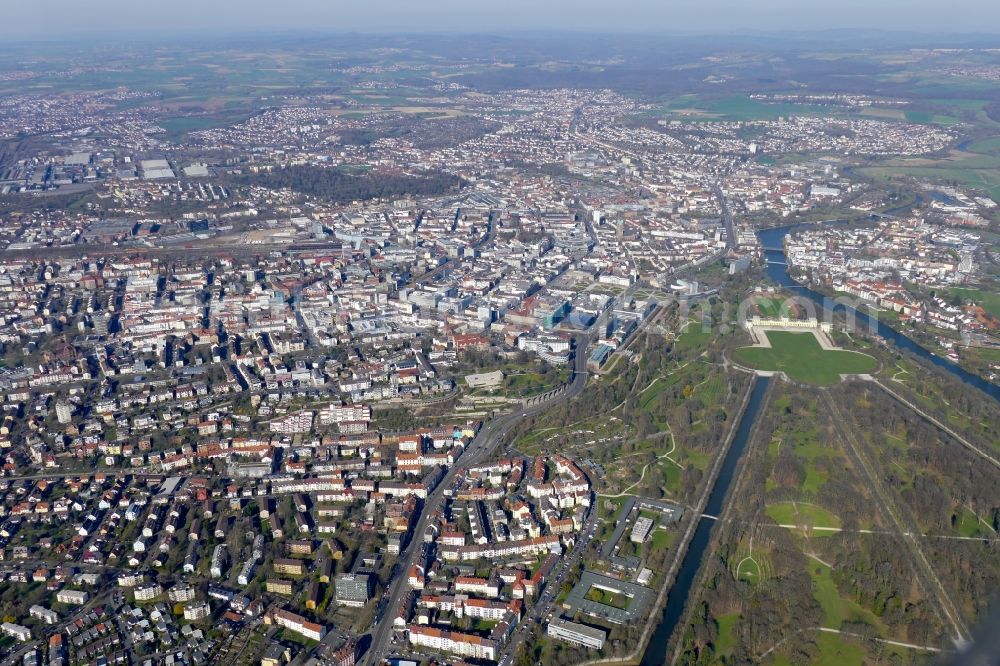 Kassel from the bird's eye view: City view on down town in Kassel in the state Hesse, Germany