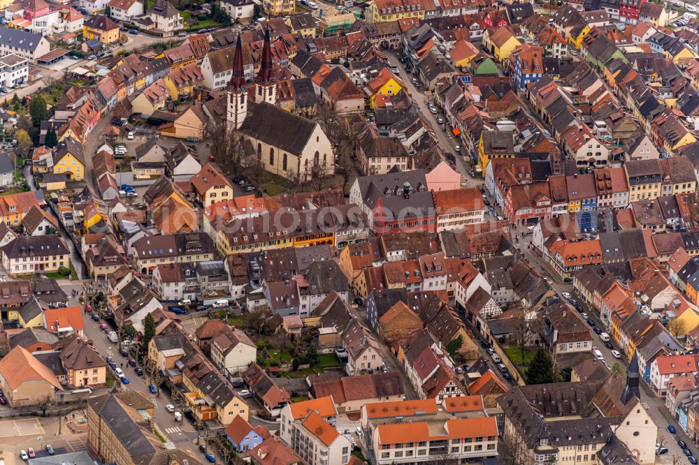 Kenzingen from above - City view of the city area of in Kenzingen in the state Baden-Wuerttemberg