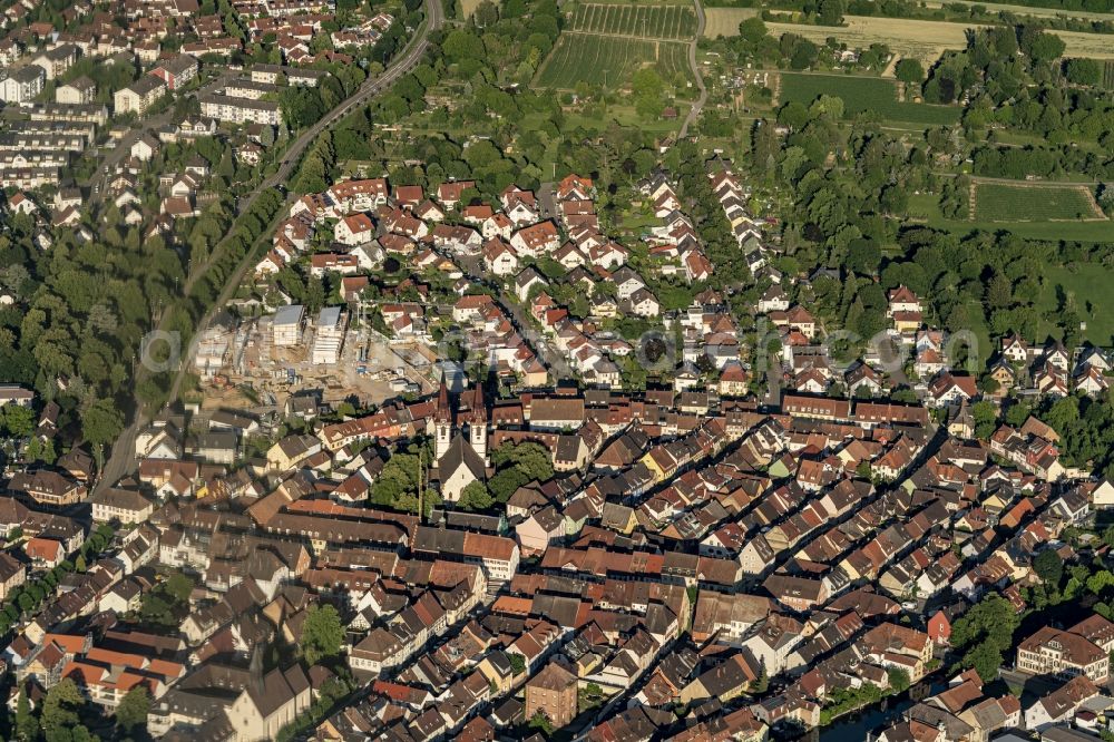 Aerial image Kenzingen - City view on down town in Kenzingen in the state Baden-Wurttemberg, Germany