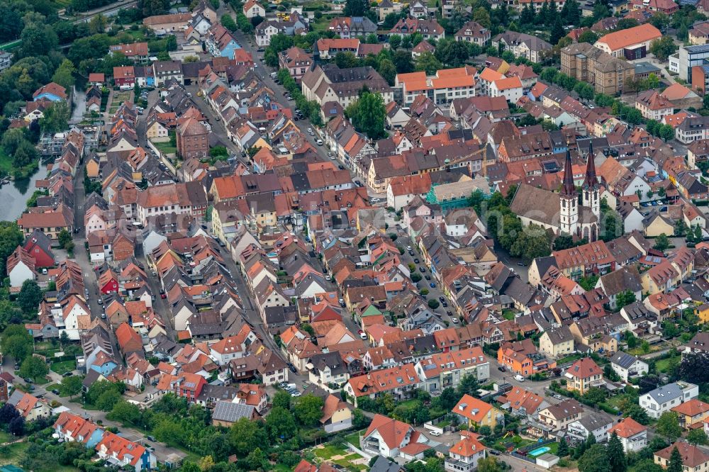 Kenzingen from the bird's eye view: City view on down town in Kenzingen in the state Baden-Wurttemberg, Germany