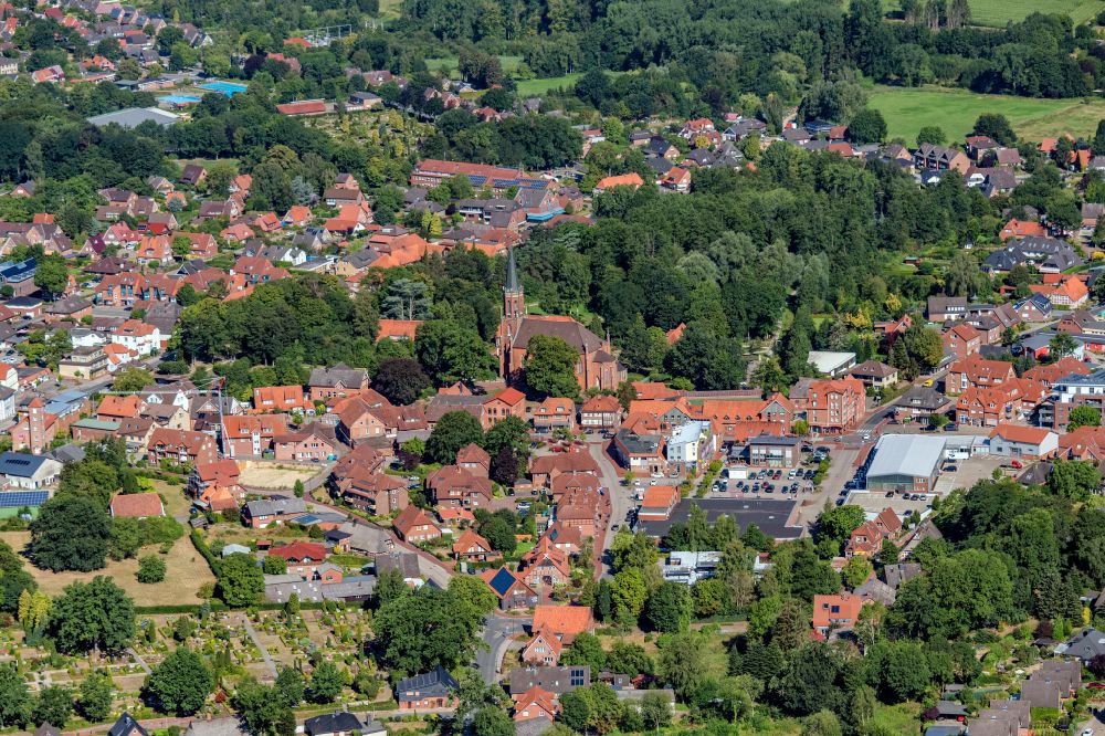 Aerial photograph Harsefeld - City view on down town in Harsefeld in the state Lower Saxony, Germany