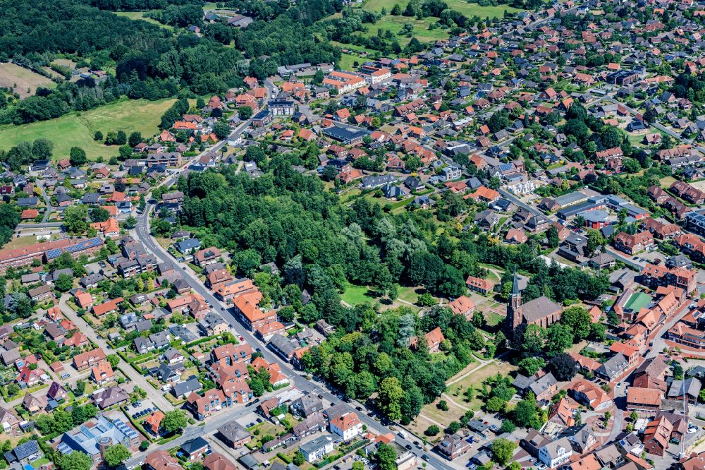 Aerial image Harsefeld - City view on down town in Harsefeld in the state Lower Saxony, Germany