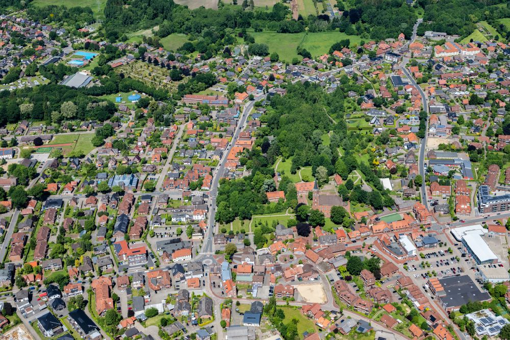 Aerial photograph Harsefeld - City view on down town in Harsefeld in the state Lower Saxony, Germany