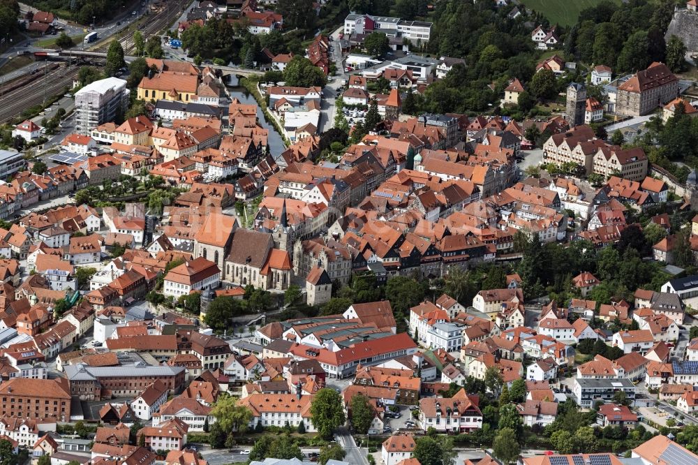 Kronach from above - City view of the city area of in Kronach in the state Bavaria