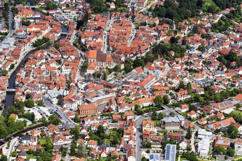 Aerial image Kronach - City view of the city area of in Kronach in the state Bavaria