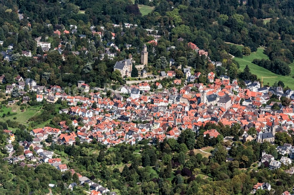 Kronberg im Taunus from the bird's eye view: City view of the city area of in Kronberg im Taunus in the state Hesse