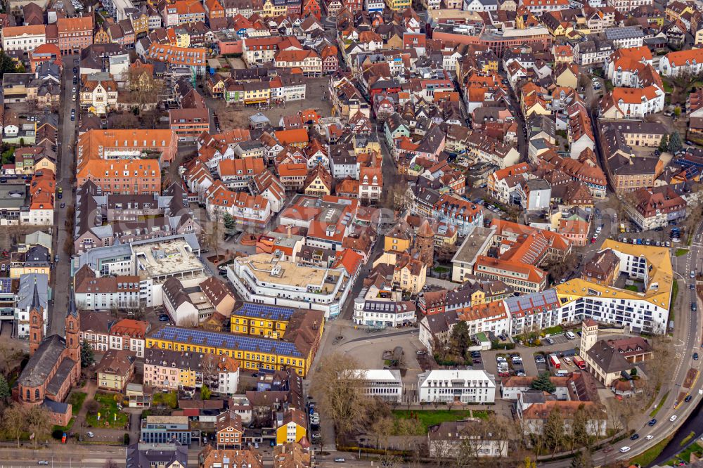 Lahr/Schwarzwald from above - City view on down town in Lahr/Schwarzwald in the state Baden-Wurttemberg, Germany