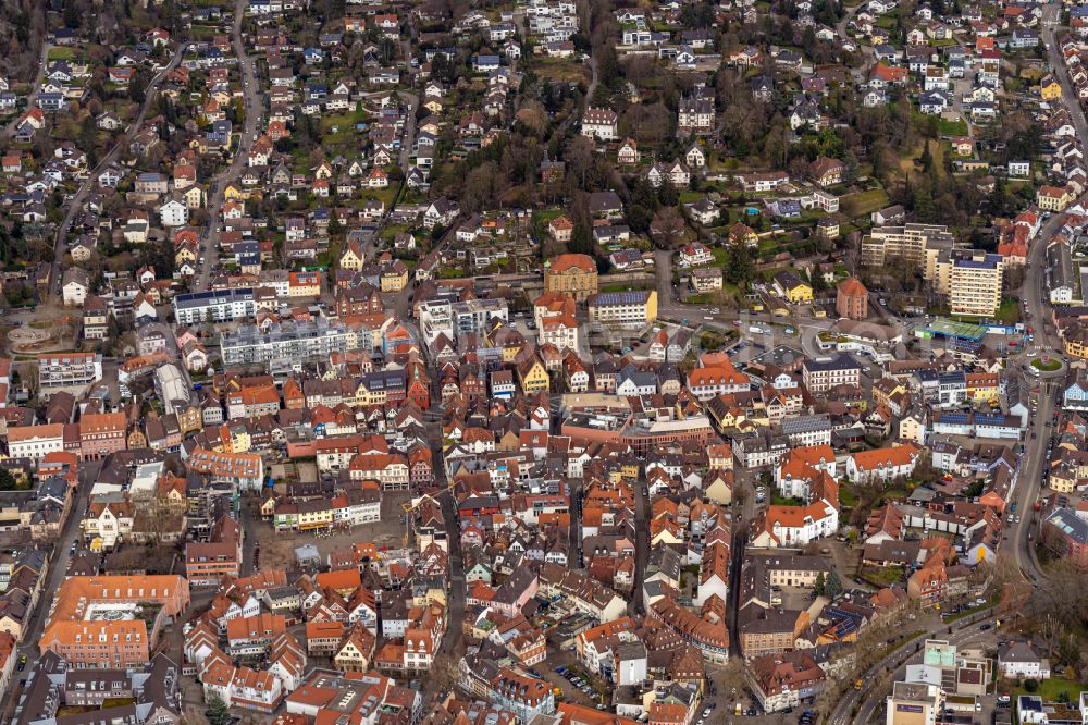 Aerial photograph Lahr/Schwarzwald - City view on down town in Lahr/Schwarzwald in the state Baden-Wurttemberg, Germany
