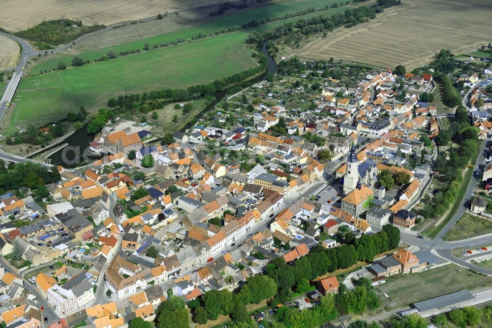Aerial image Laucha an der Unstrut - City view on down town in Laucha an der Unstrut in the state Saxony-Anhalt, Germany