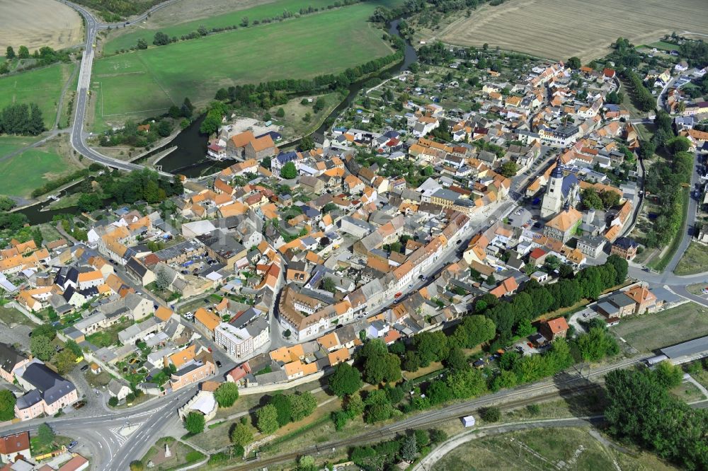 Aerial photograph Laucha an der Unstrut - City view on down town in Laucha an der Unstrut in the state Saxony-Anhalt, Germany