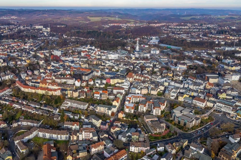 Lüdenscheid from above - City view on down town in Luedenscheid in the state North Rhine-Westphalia, Germany