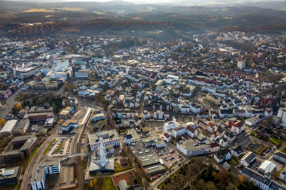 Lüdenscheid from the bird's eye view: City view on down town in Luedenscheid in the state North Rhine-Westphalia, Germany