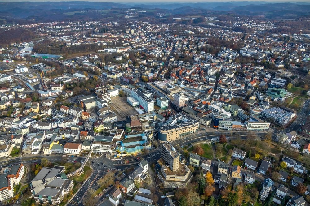 Aerial image Lüdenscheid - City view on down town in Luedenscheid in the state North Rhine-Westphalia, Germany