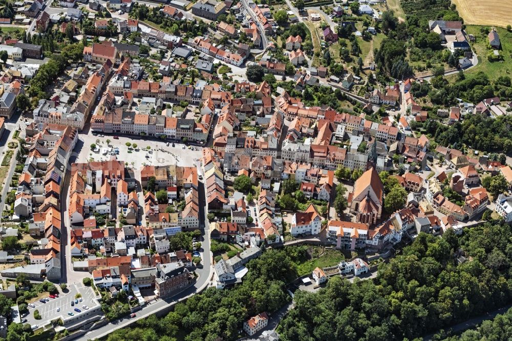 Aerial image Leisnig - City view on down town in Leisnig in the state Saxony, Germany