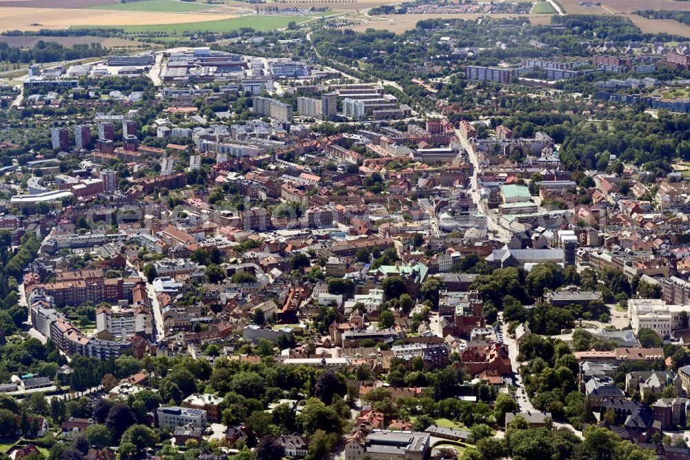 Lund from the bird's eye view: City view on down town in Lund in Skane laen, Sweden